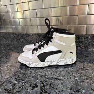 Puma Black and White High-Top Sneakers with Retro Design